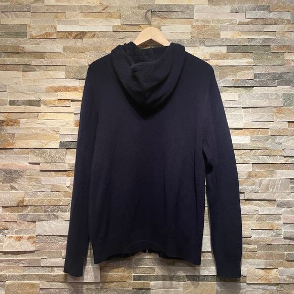 A to Z by Quince Mongolian Cashmere Full Zip Hoodie Sweater | Navy M New NWOT - Picture 4 of 10